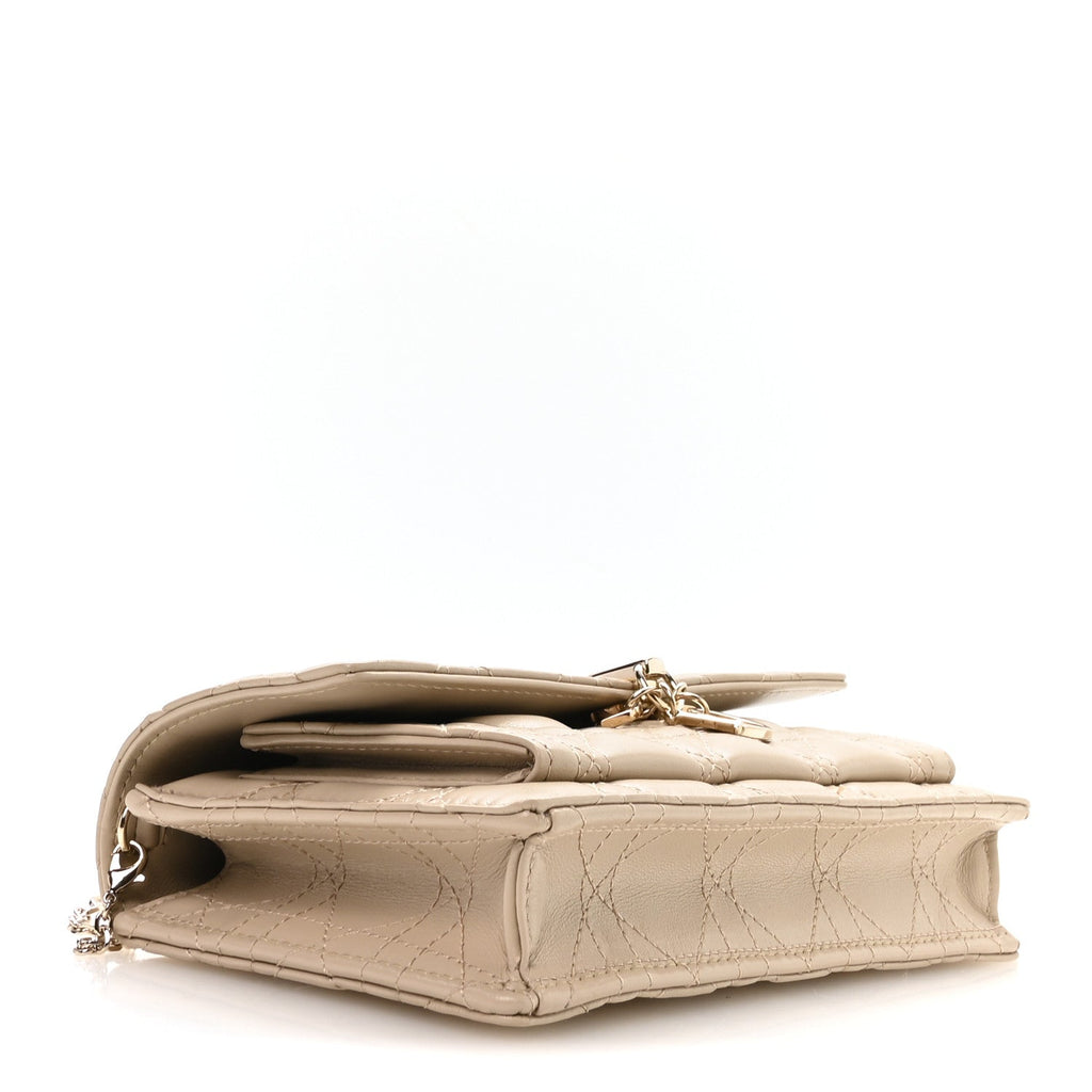 Lambskin Cannage Chain My Dior Daily Chain Pouch Powder Beige wholesalehk.shop