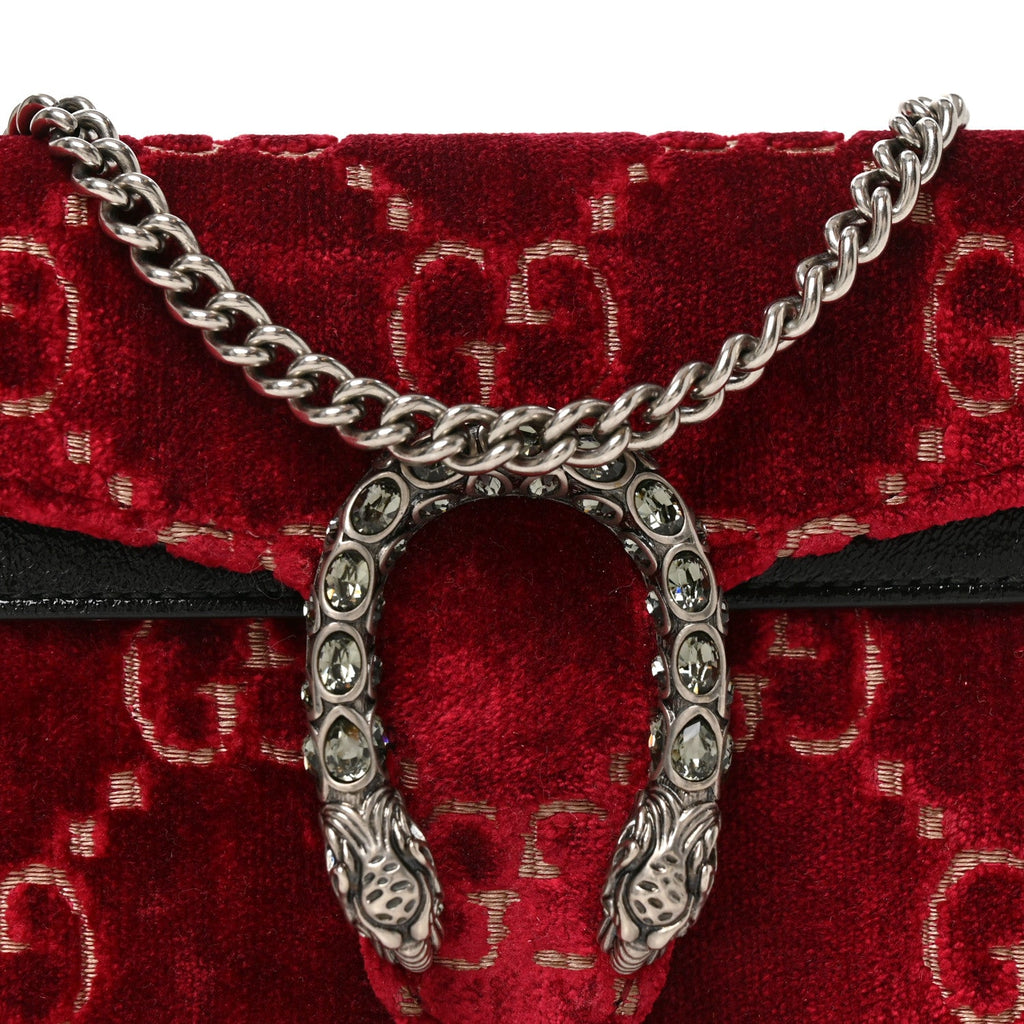 Velvet GG Monogram Super Mini Dionysus Shoulder Bag Red Cipria Black wholesalehk.shop
