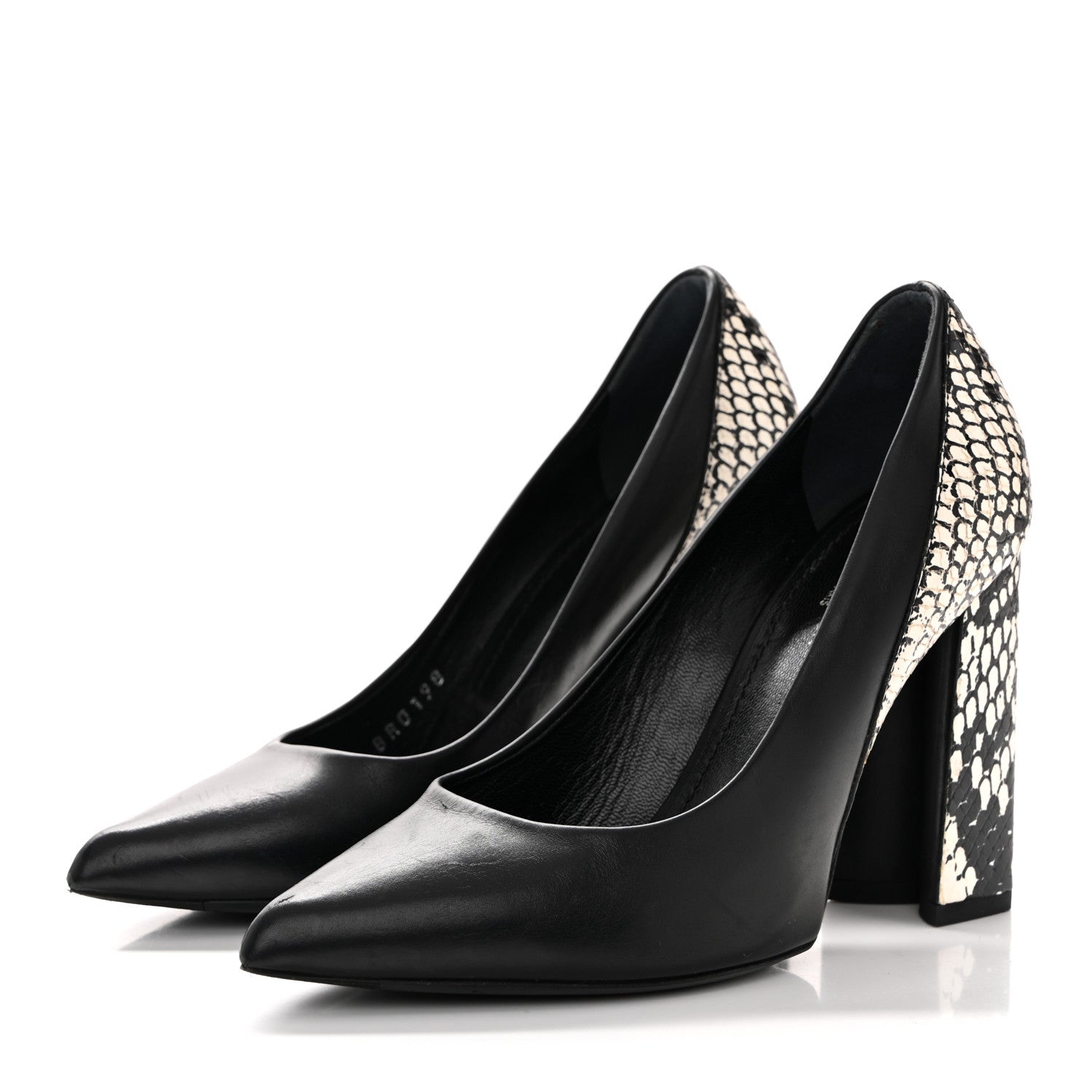 Calfskin Snakeskin Embossed Matchmake Pumps 35 Black White £¨ Direct shipment via from wholesalehk.shop
