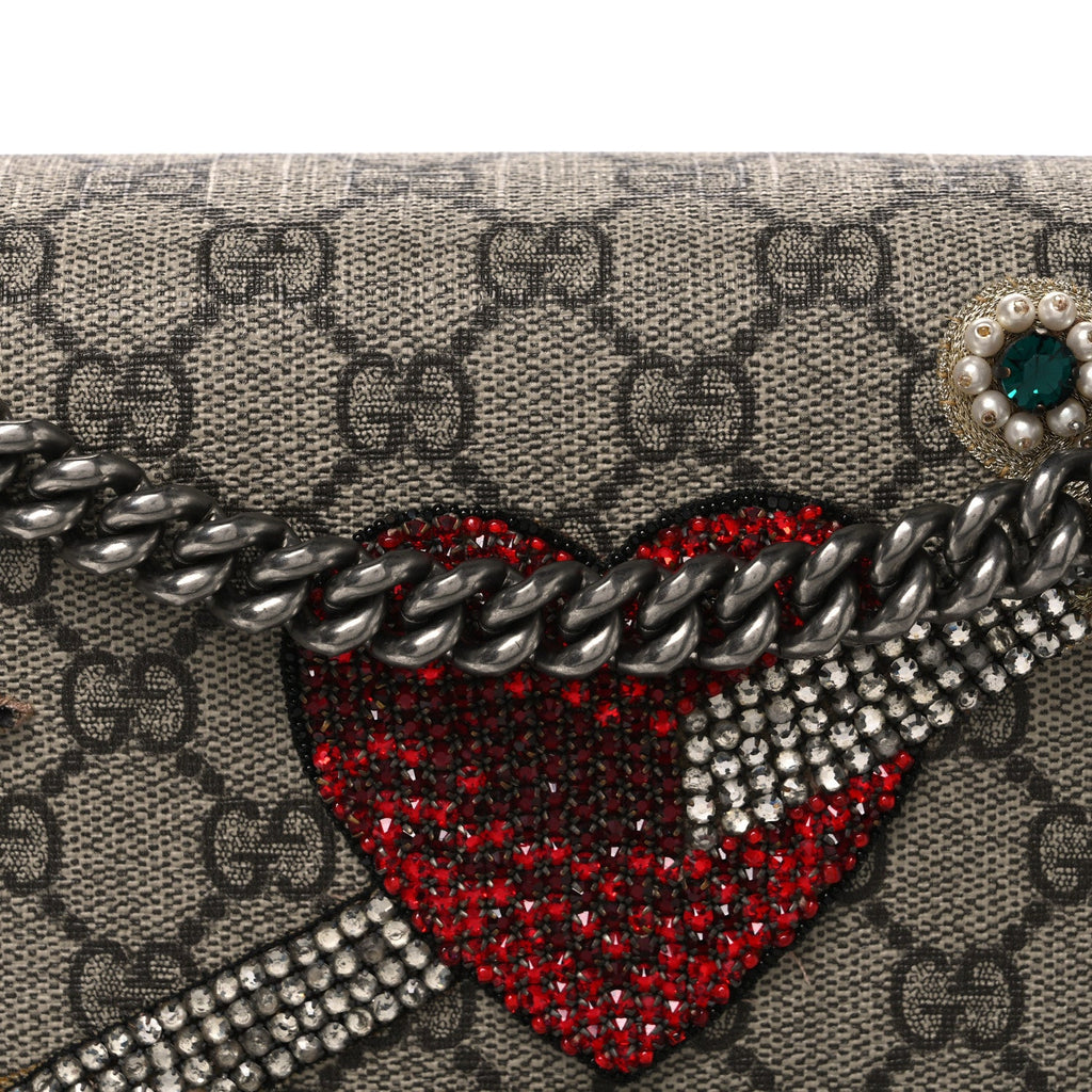 GG Supreme Monogram Suede Pierced Heart Embroidered Medium Dionysus Shoulder Bag Beige Ebony Pink Tropical Flower wholesalehk.shop