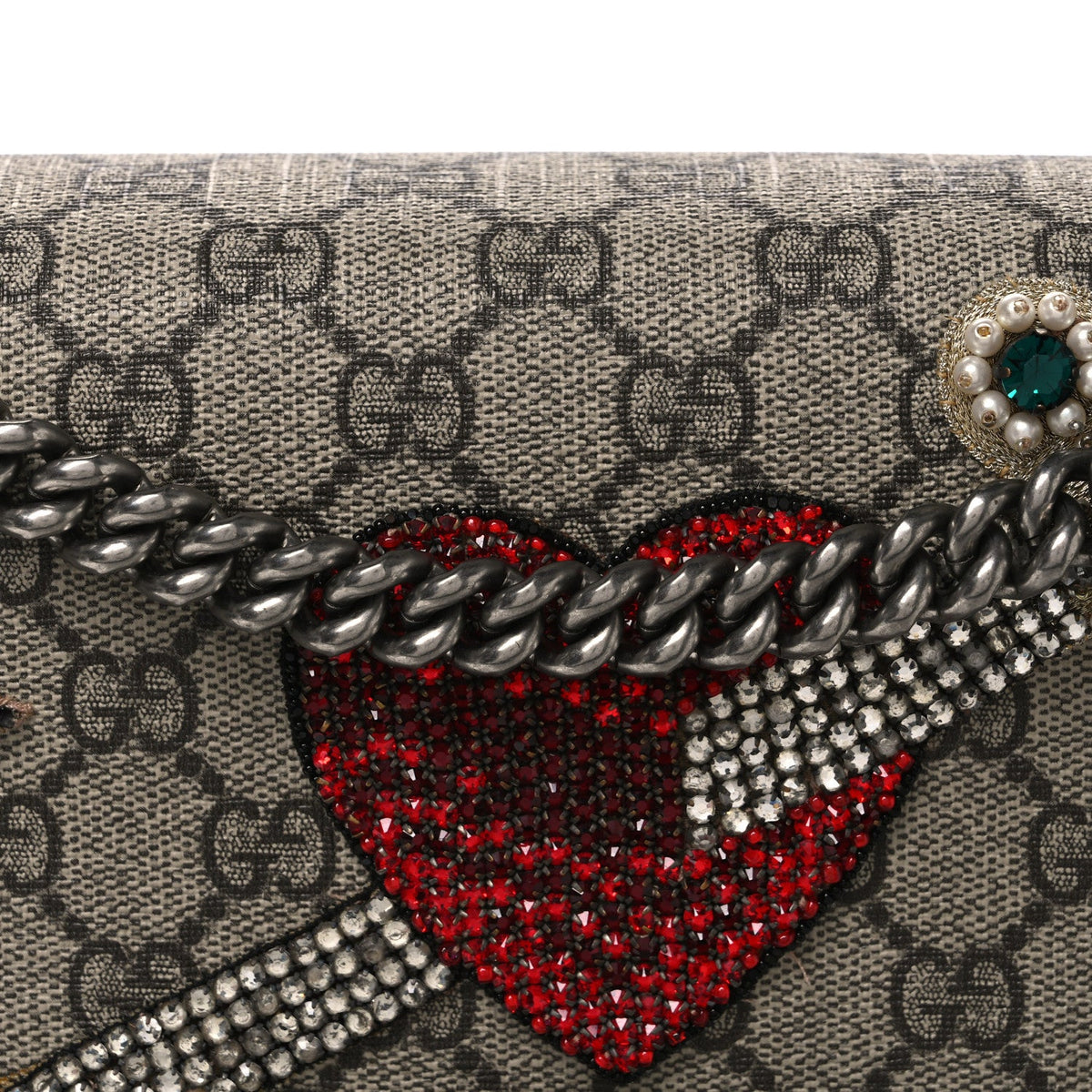 GG Supreme Monogram Suede Pierced Heart Embroidered Medium Dionysus Shoulder Bag Beige Ebony Pink Tropical Flower wholesalehk.shop