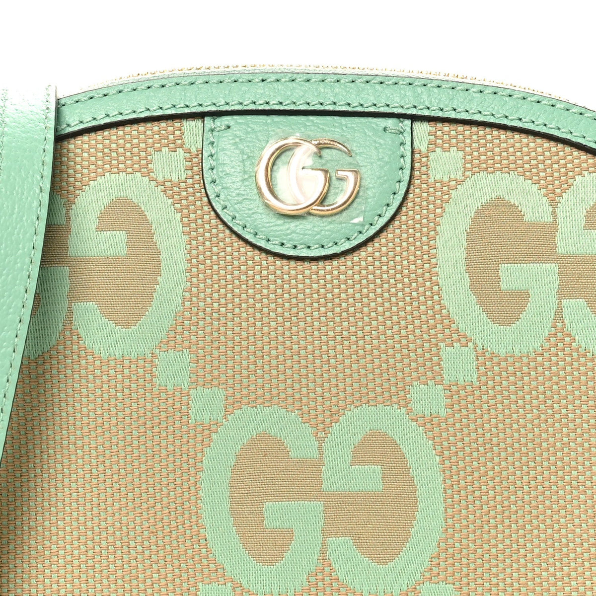 Monogram Jumbo GG Textured Dollar Calfskin Small Ophidia Dome Shoulder Bag Beige Pepperlight Mint wholesalehk.shop