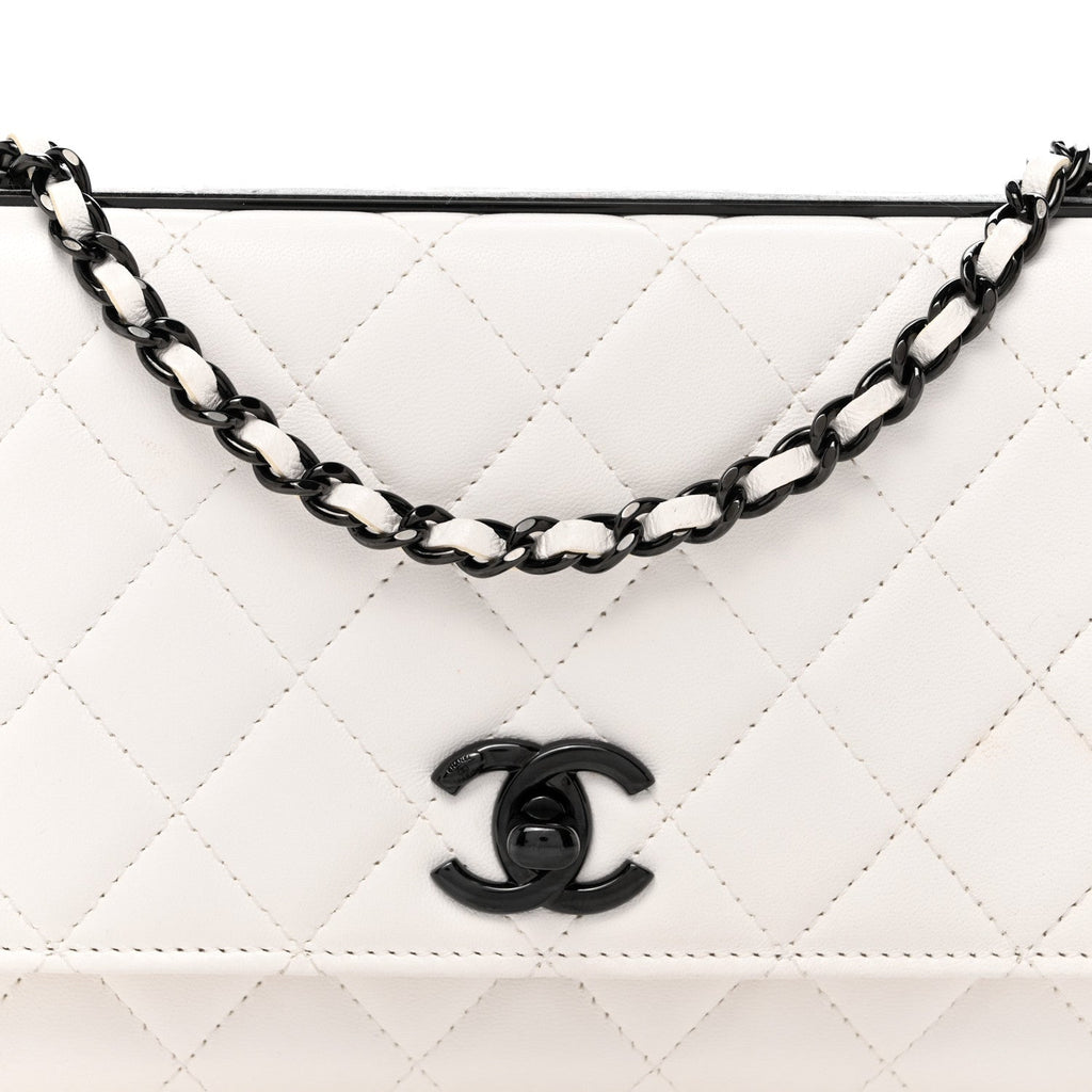 Lambskin Quilted Mini Trendy CC Wallet On Chain WOC White wholesalehk.shop