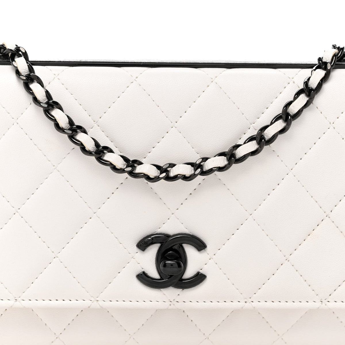 Lambskin Quilted Mini Trendy CC Wallet On Chain WOC White wholesalehk.shop