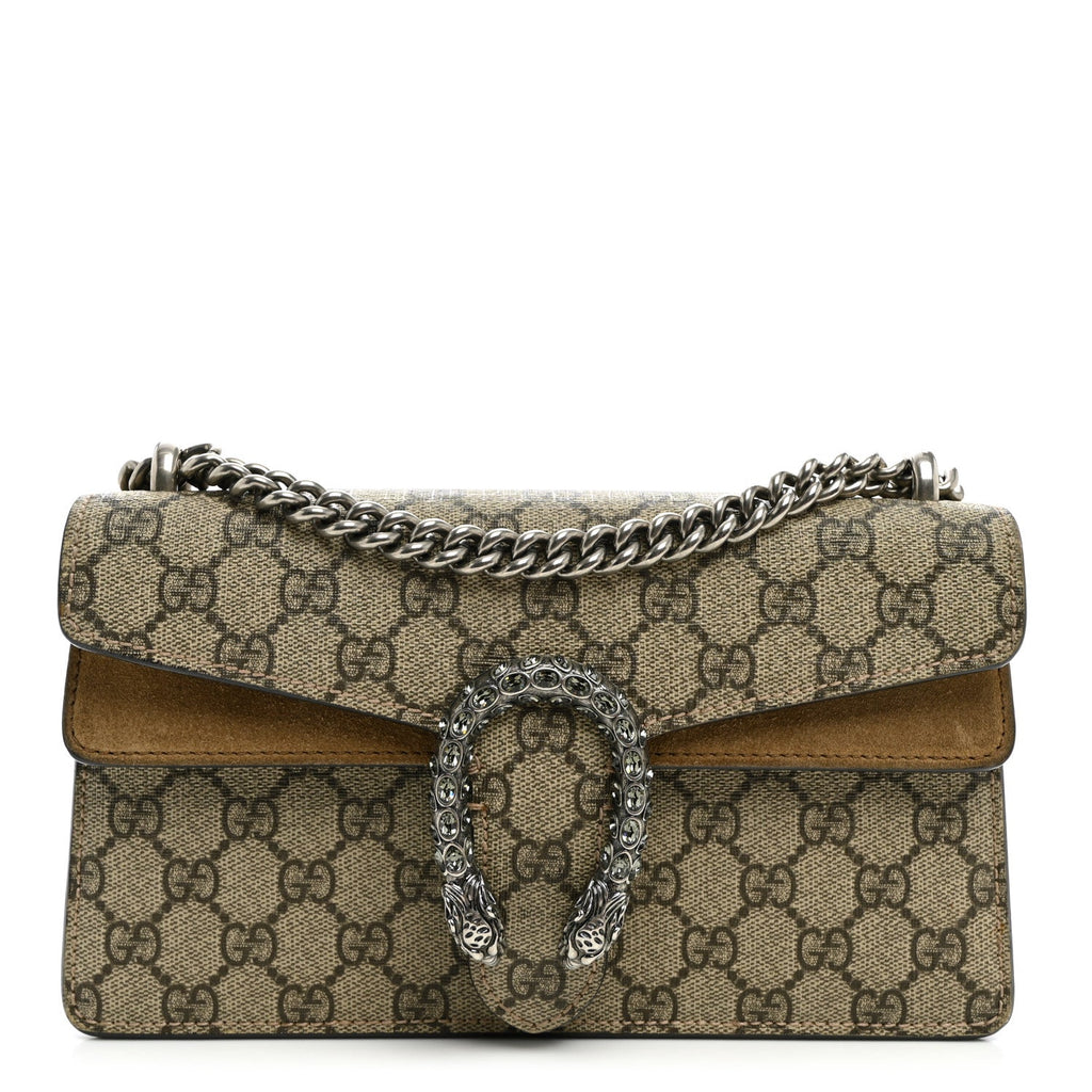 GG Supreme Monogram Suede Crystal Small Dionysus Shoulder Bag Beige Ebony Taupe wholesalehk.shop