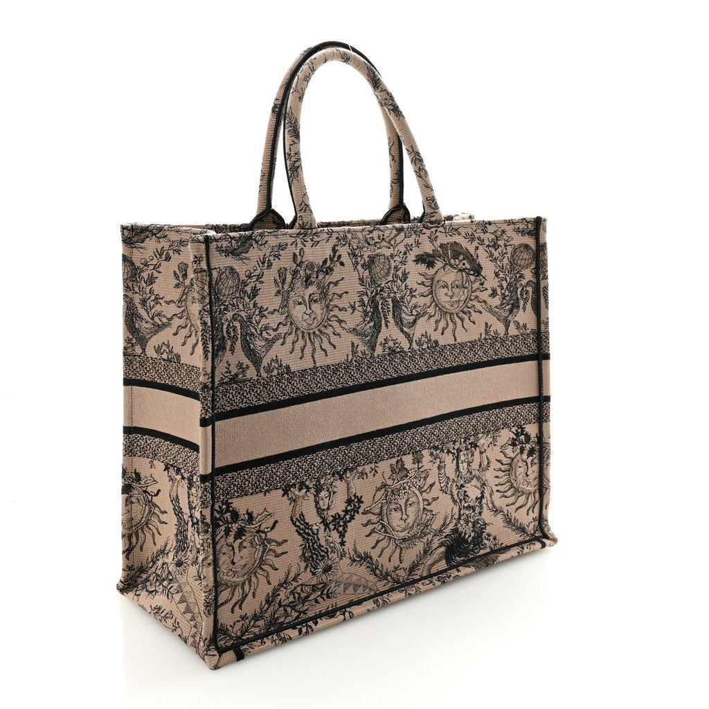 Canvas Embroidered Large Toile de Jouy Soleil Book Tote Beige £¨ Direct shipment via from wholesalehk.shop