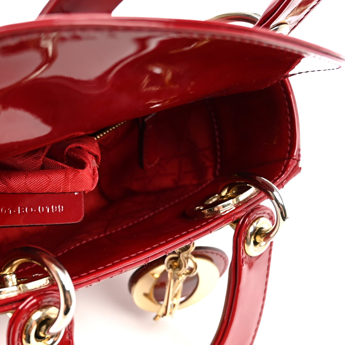 Patent Cannage Mini Lady Dior Red wholesalehk.shop