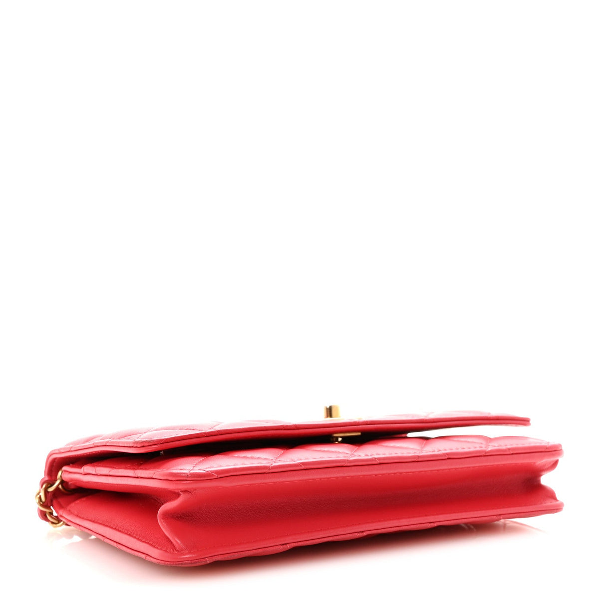 Lambskin Quilted CC Pearl Crush Wallet on Chain WOC Red wholesalehk.shop