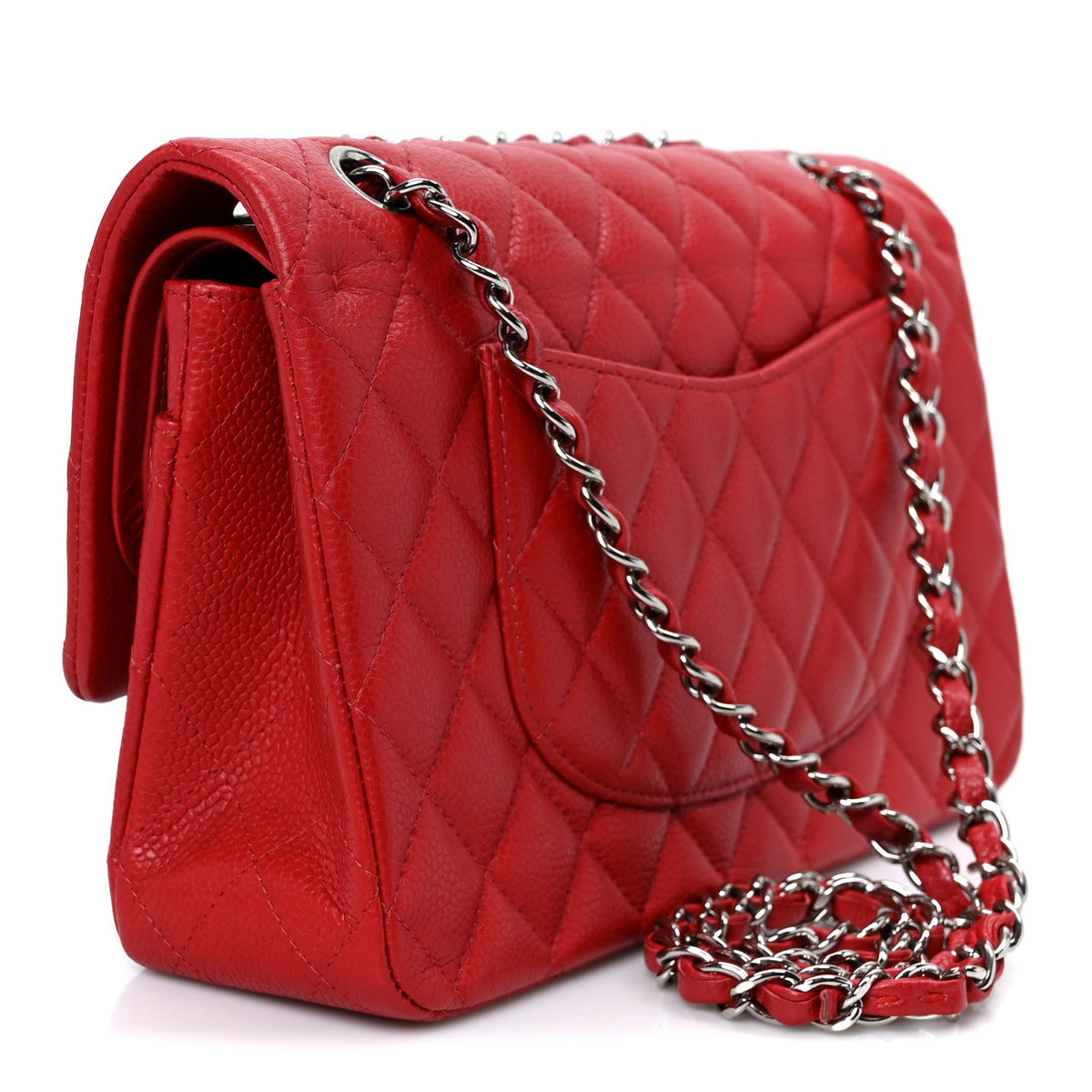 Caviar Quilted Medium Double Flap Red wholesalehk.shop