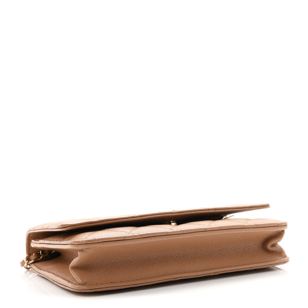 Caviar Quilted Multi Chain Wallet On Chain WOC Beige wholesalehk.shop