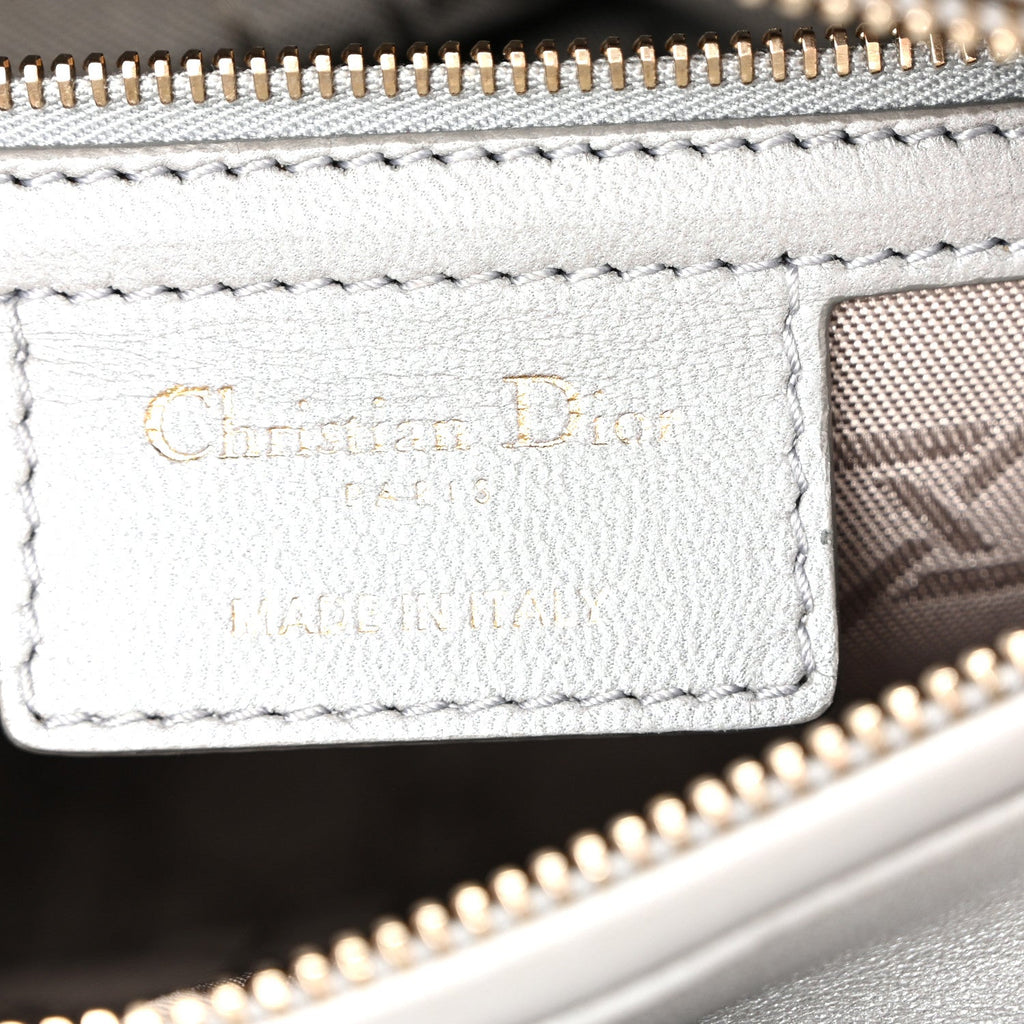 Pearly Lambskin Cannage Medium Lady Dior Grey wholesalehk.shop