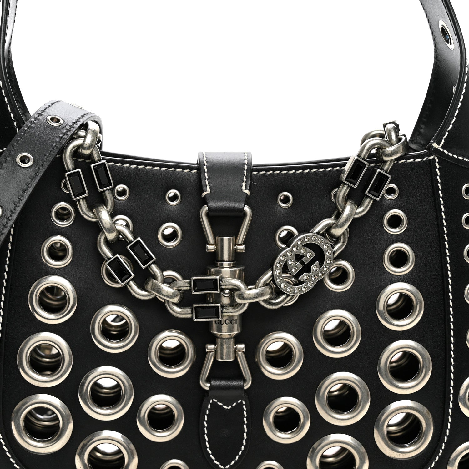 Calfskin Ha Ha Ha Jackie 1961 Eyelet Hobo Black £¨ Direct shipment via from wholesalehk.shop