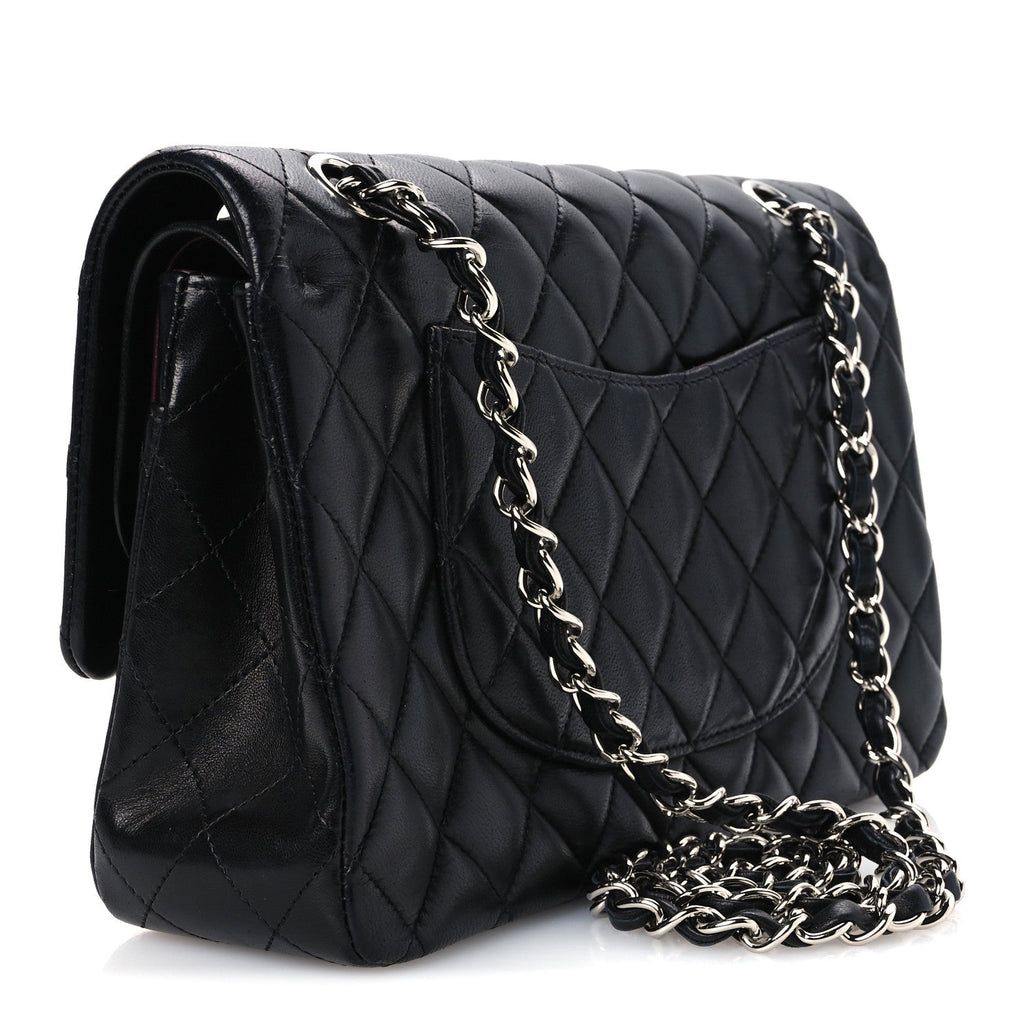 Lambskin Quilted Medium Double Flap Black Black wholesalehk.shop