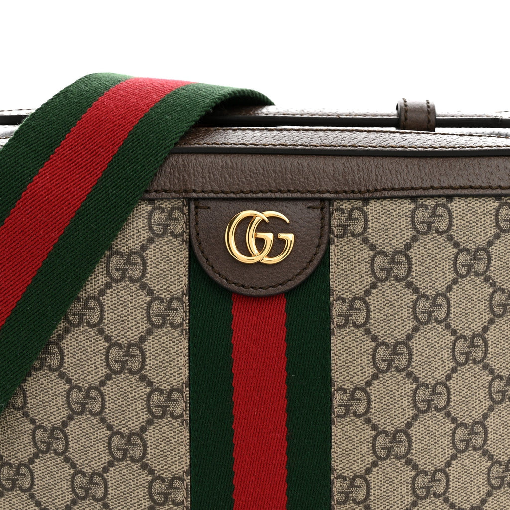 GG Supreme Monogram Web Small Ophidia Top Handle Shoulder Bag Brown wholesalehk.shop