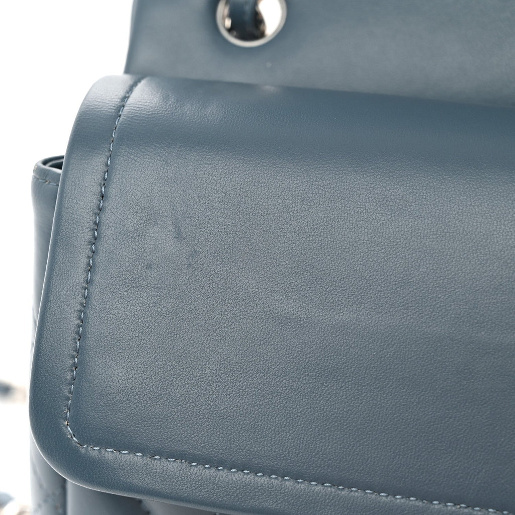 Lambskin Quilted Jumbo Double Flap Dark Blue wholesalehk.shop