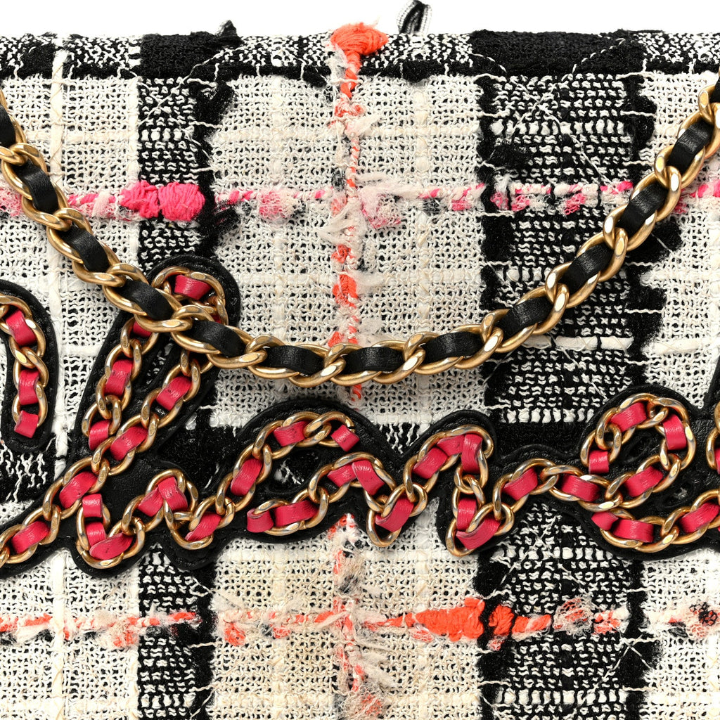Tweed Calfskin Signe Wallet On Chain WOC Black Pink Orange wholesalehk.shop