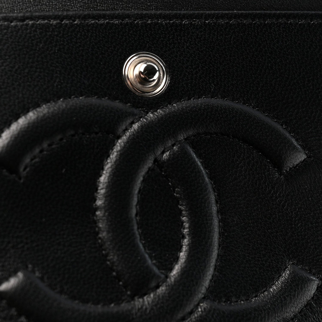 Lambskin Chevron Quilted Medium Double Flap Black wholesalehk.shop