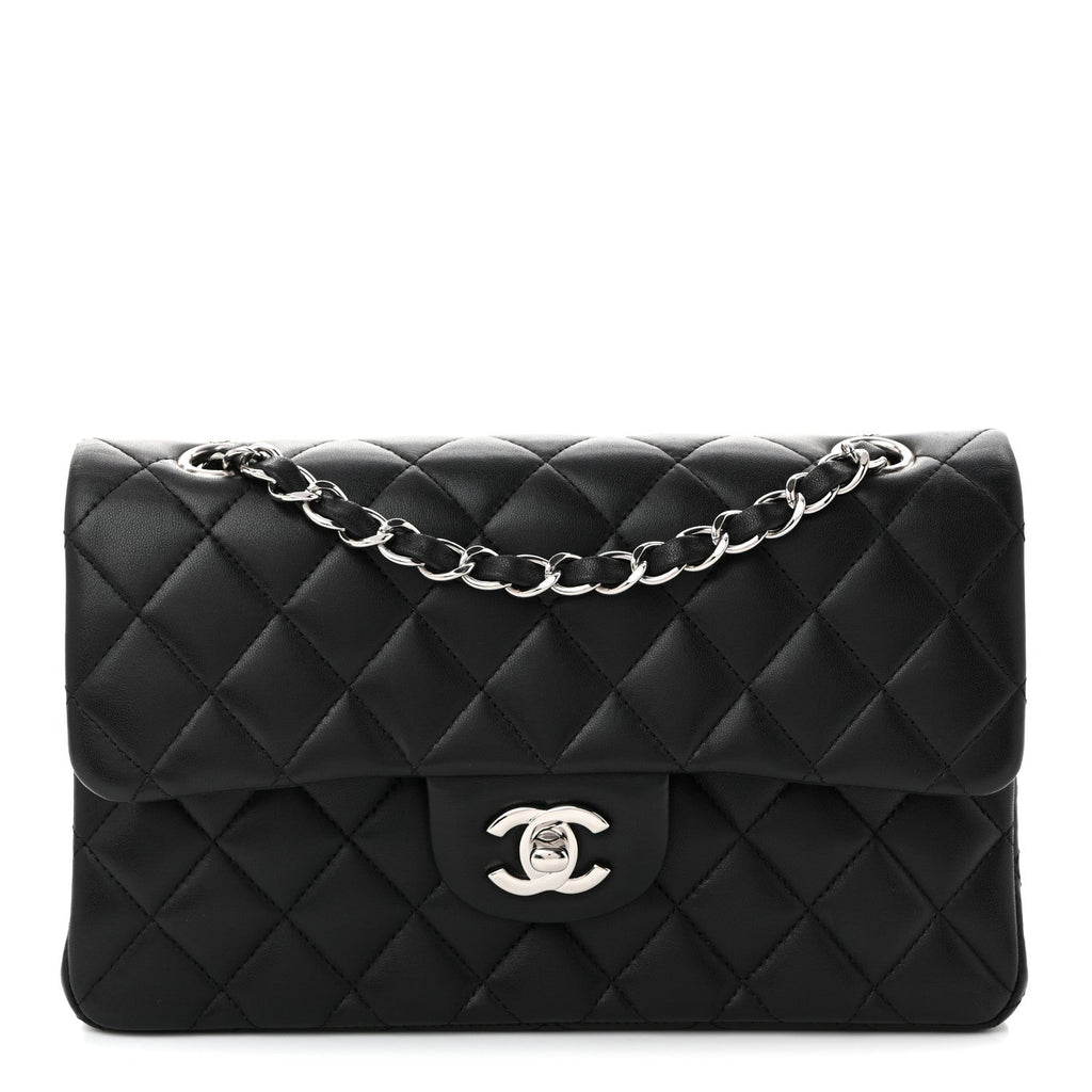 Lambskin Quilted Small Double Flap Black wholesalehk.shop