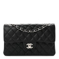 Lambskin Quilted Small Double Flap Black wholesalehk.shop
