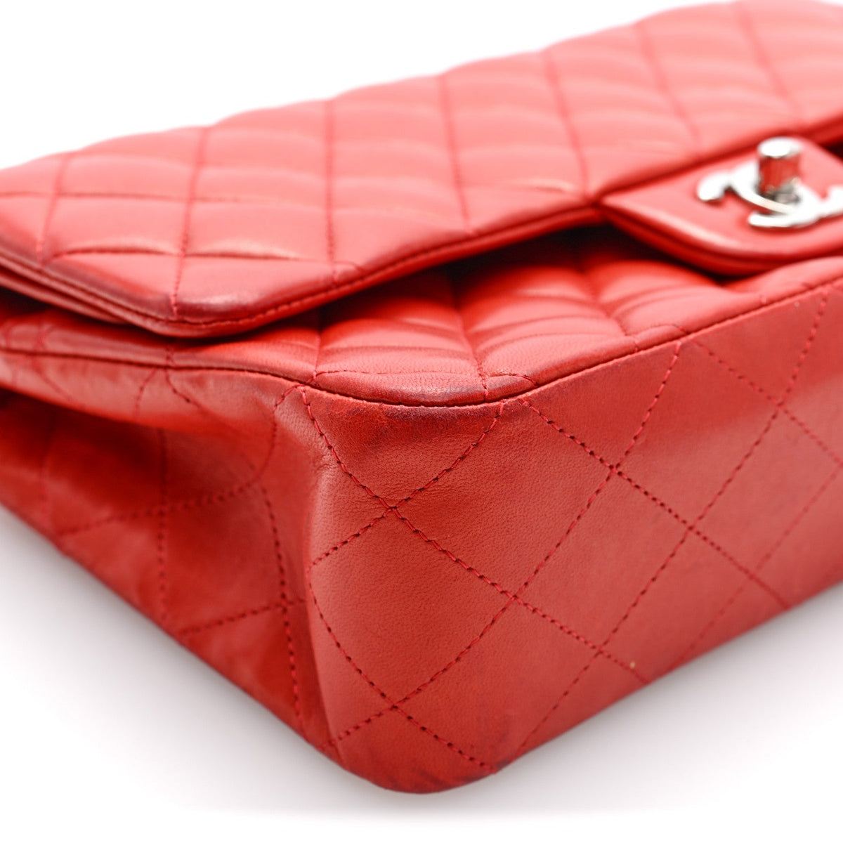 Lambskin Quilted Medium Double Flap Red wholesalehk.shop