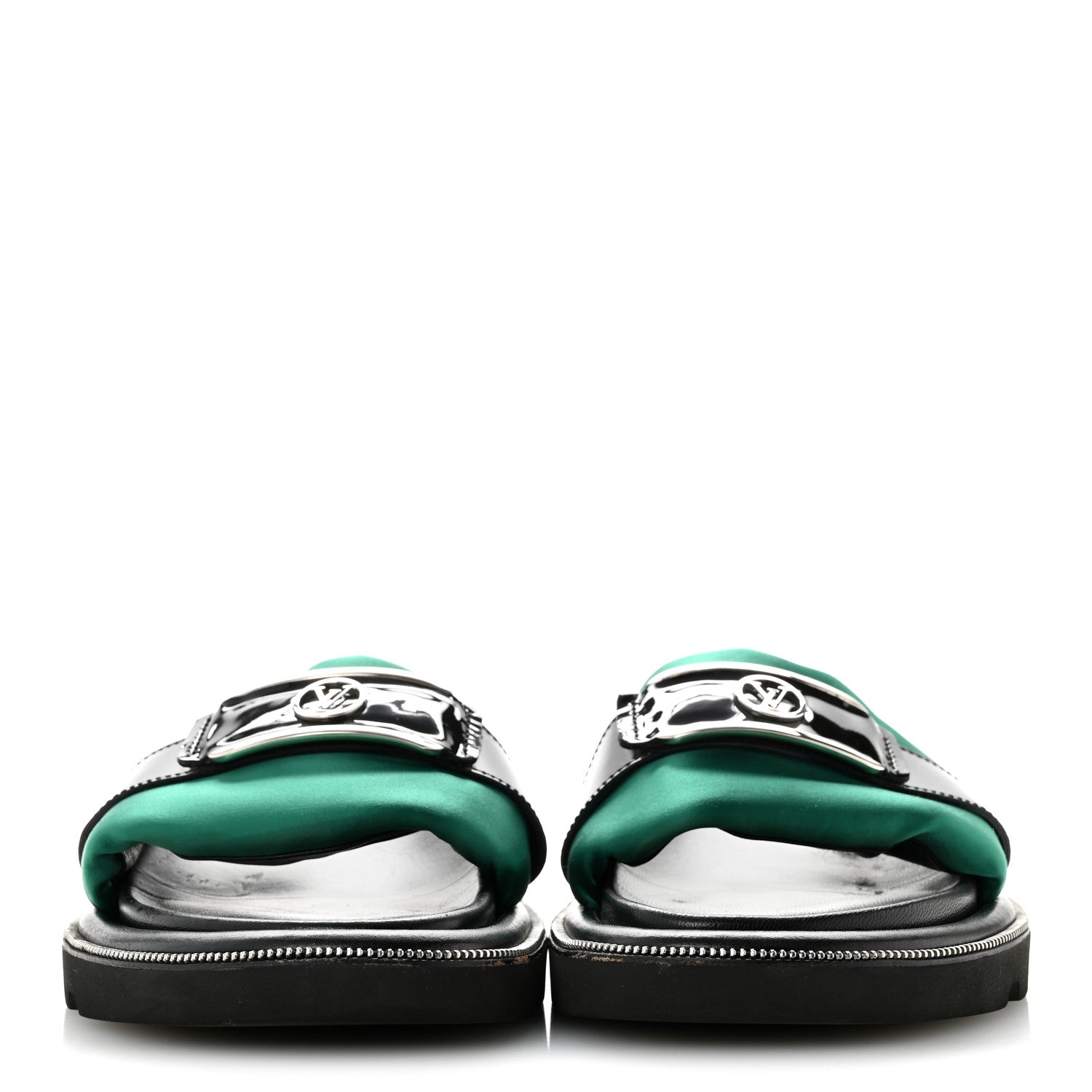 Satin Pool Pillow Flat Comfort Mule 38 Green Black £¨ Direct shipment via from wholesalehk.shop