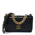 Goatskin Quilted Chanel 19 Wallet On Chain WOC Black wholesalehk.shop