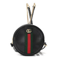 Grained Calfskin Web Mini Ophidia Round Backpack  Black wholesalehk.shop