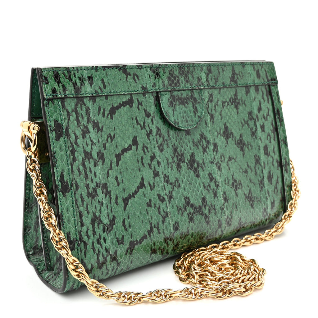 Snakeskin GG Small Ophidia Chain Shoulder Bag Green wholesalehk.shop