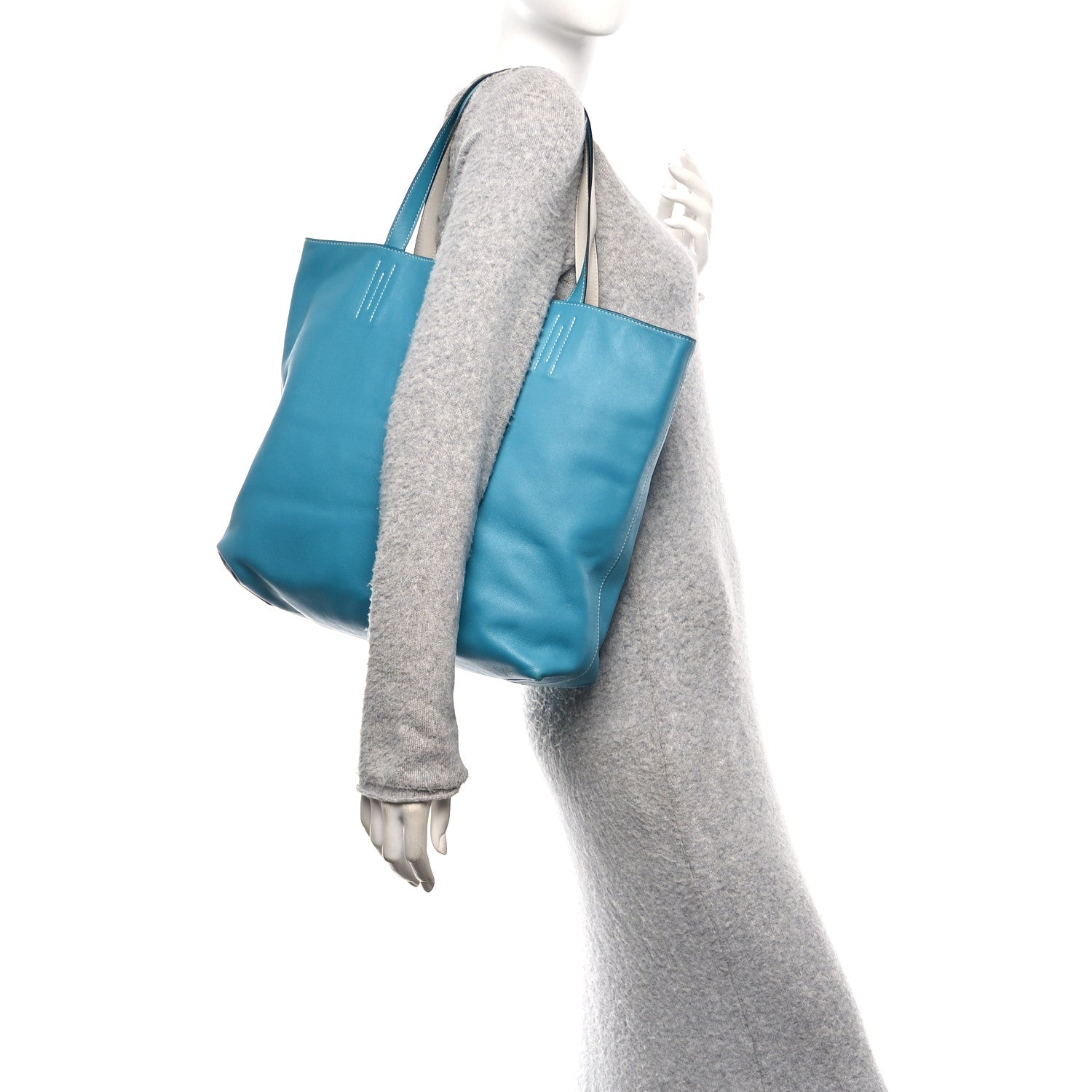 Veau Sikkim Double Sens 36 Reversible Tote Turquoise Gris Perle £¨ Direct shipment via from wholesalehk.shop