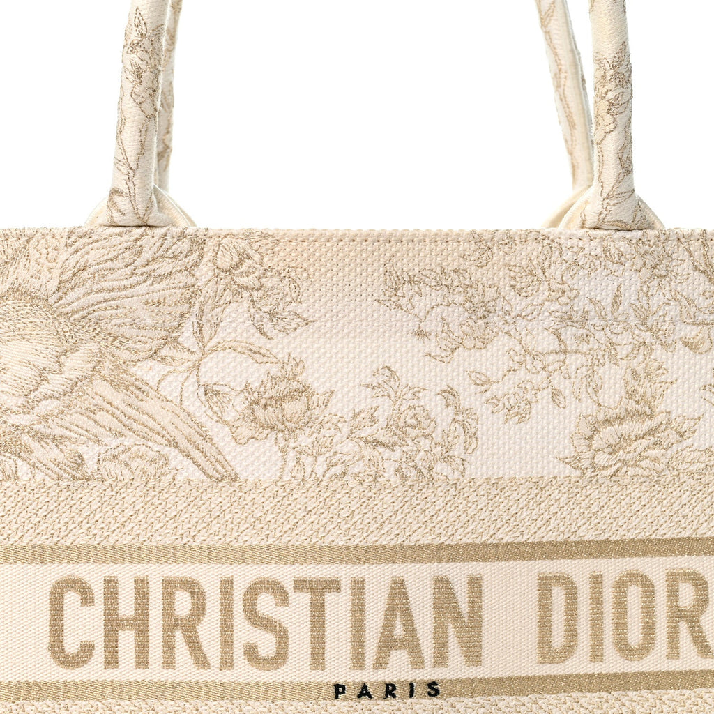 Canvas Embroidered Medium Jardin D'Hiver Book Tote White Gold £¨ Direct shipment via from wholesalehk.shop