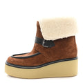 Suede Shearling Womens Hemisphere Ankle Boots 37.5 Brown wholesalehk.shop