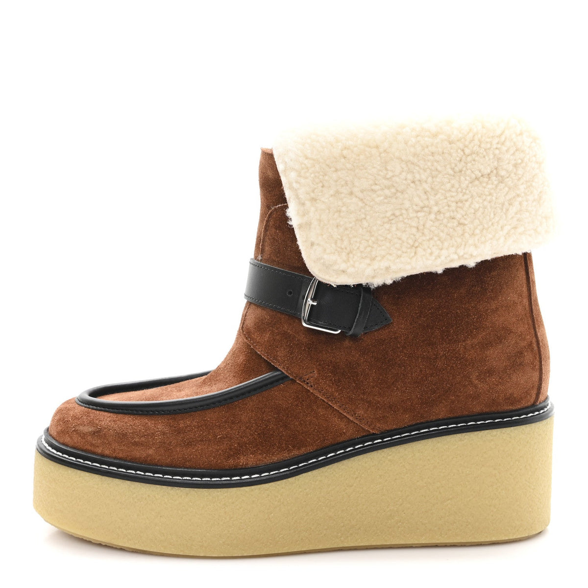 Suede Shearling Womens Hemisphere Ankle Boots 37.5 Brown wholesalehk.shop
