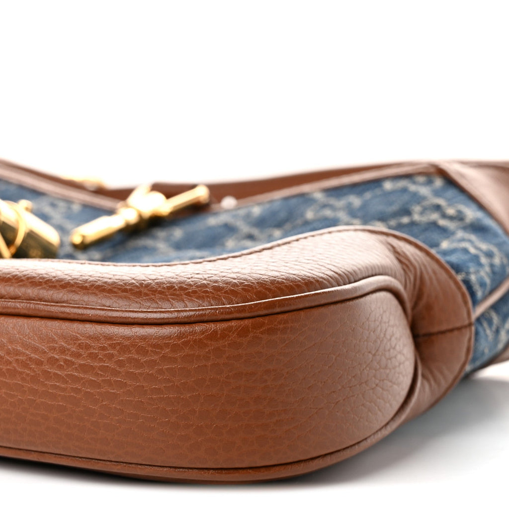New Denim GG Monogram Calfskin Small Jackie 1961 Hobo Blue Tea Cuir £¨ Direct shipment via from wholesalehk.shop