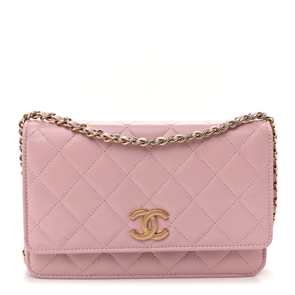 Caviar Quilted Studded CC Wallet on Chain WOC Light Pink wholesalehk.shop