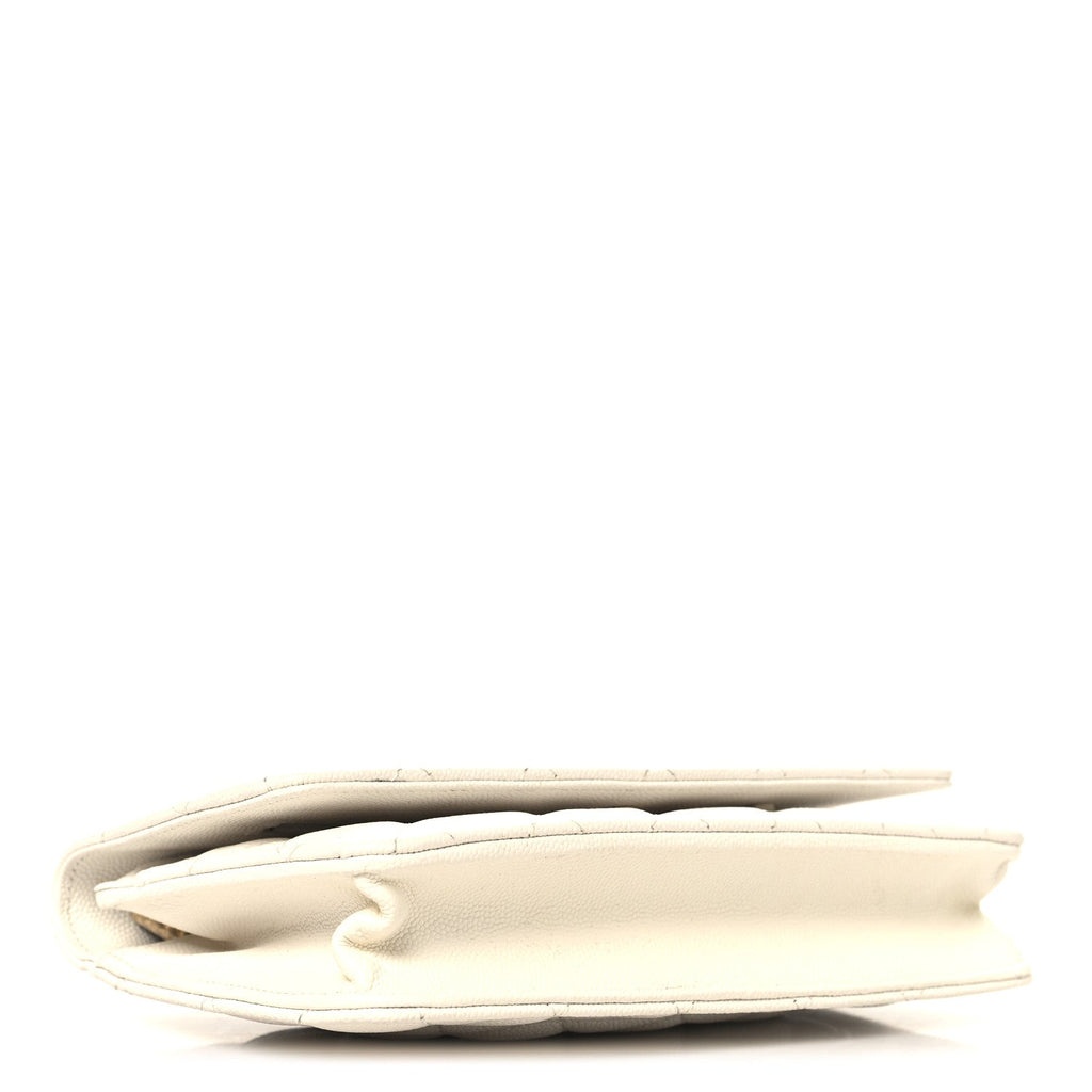 Shiny Caviar Quilted Flap Charm Wallet On Chain WOC White wholesalehk.shop