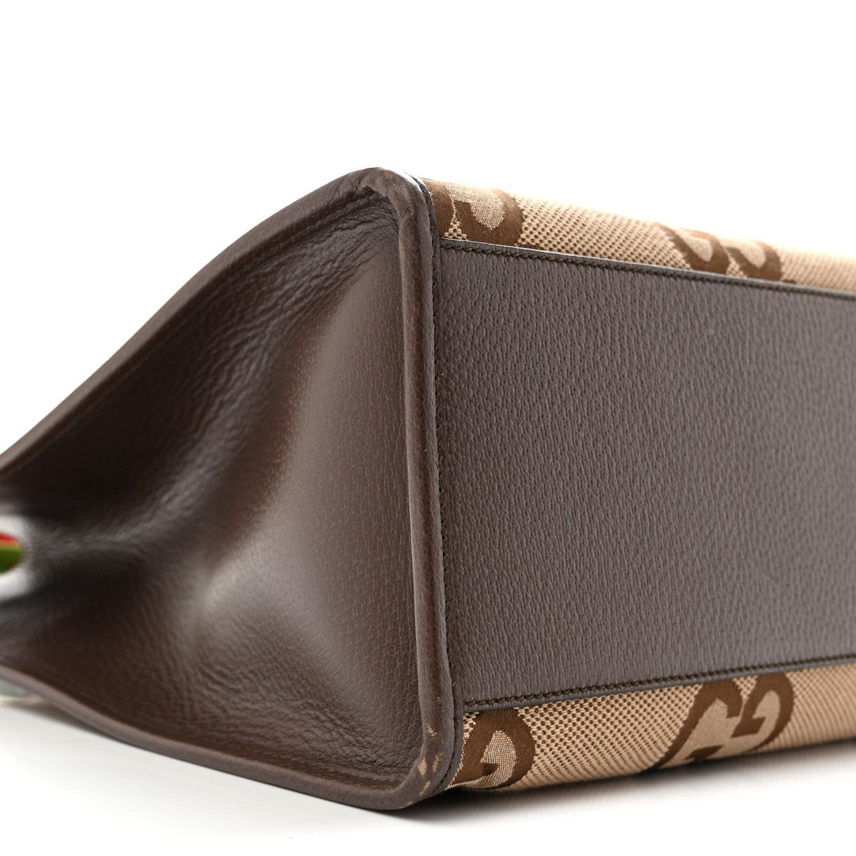 Monogram Jumbo GG Textured Dollar Calfskin Web Tote Bag Camel Ebony New Acero wholesalehk.shop