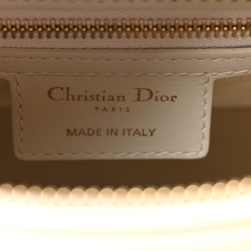 Smooth Calfskin Sequin Embroidered Clover Medium Lady Dior White wholesalehk.shop