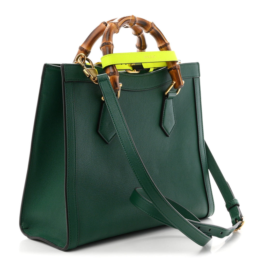 Wonka Grain Calfskin Small Diana Tote Bag Green Yellow Fluo wholesalehk.shop
