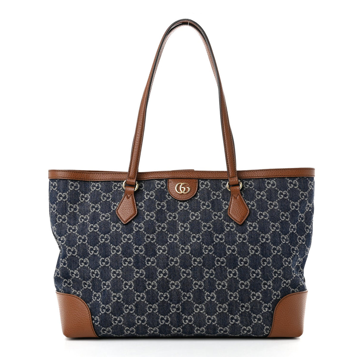 New Denim GG Monogram Medium Ophidia Shopping Tote Blue Tea Cuir wholesalehk.shop