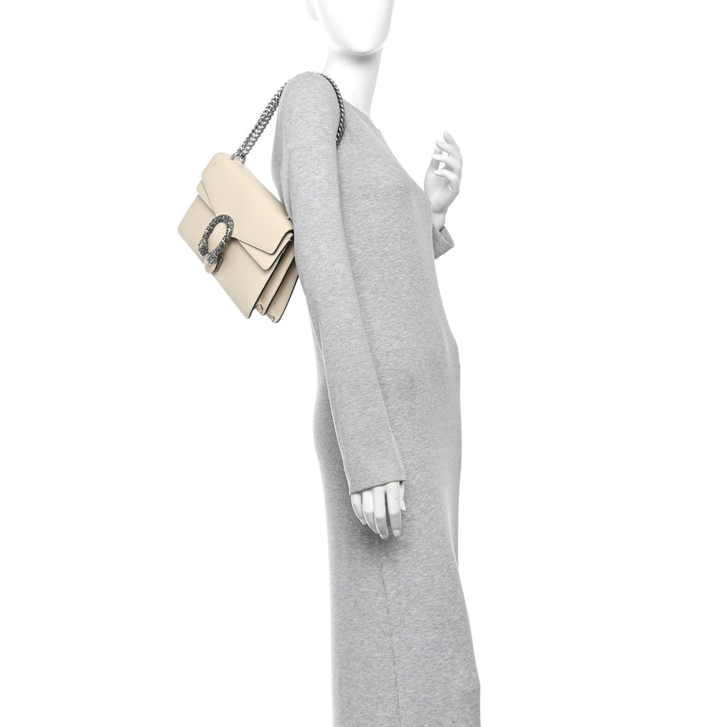 Textured Calfskin Crystal Small Dionysus Shoulder Bag Mystic White wholesalehk.shop