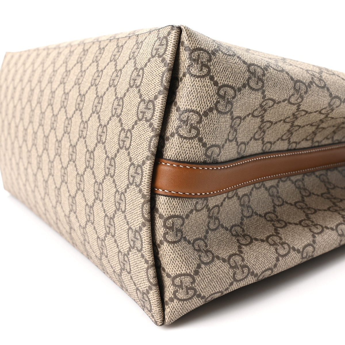 GG Supreme Monogram Emblem Large Tote Bag Beige Dark Brown wholesalehk.shop