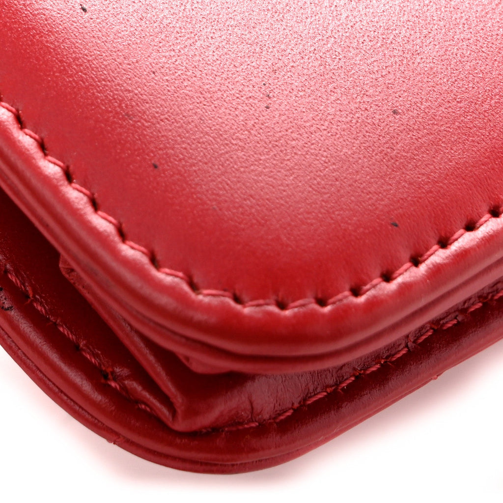Glazed Calfskin Quilted Coco Boy Wallet On Chain WOC Red wholesalehk.shop