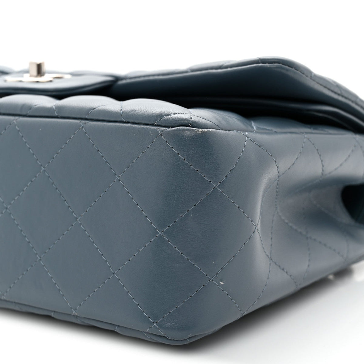 Lambskin Quilted Jumbo Double Flap Dark Blue wholesalehk.shop