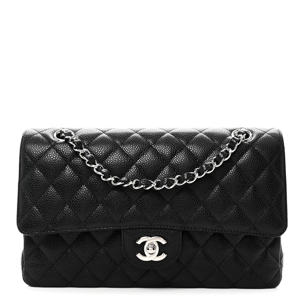 Caviar Quilted Medium Double Flap Black wholesalehk.shop