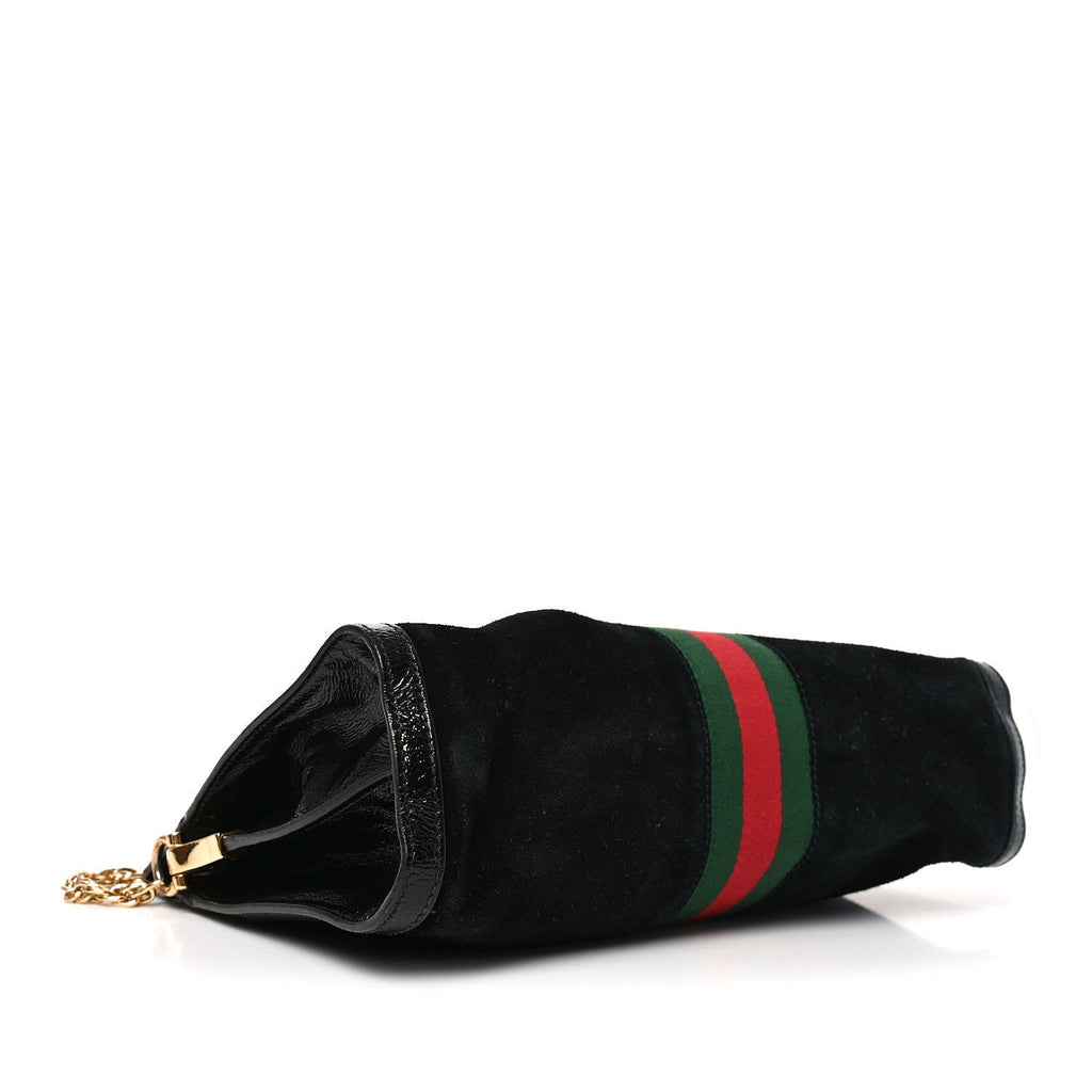 Suede Patent GG Web Medium Ophidia Chain Shoulder Bag Black wholesalehk.shop