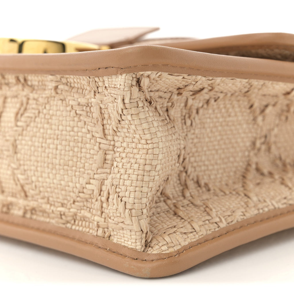 Raffia Calfskin 30 Montaigne Flap Bag Beige wholesalehk.shop