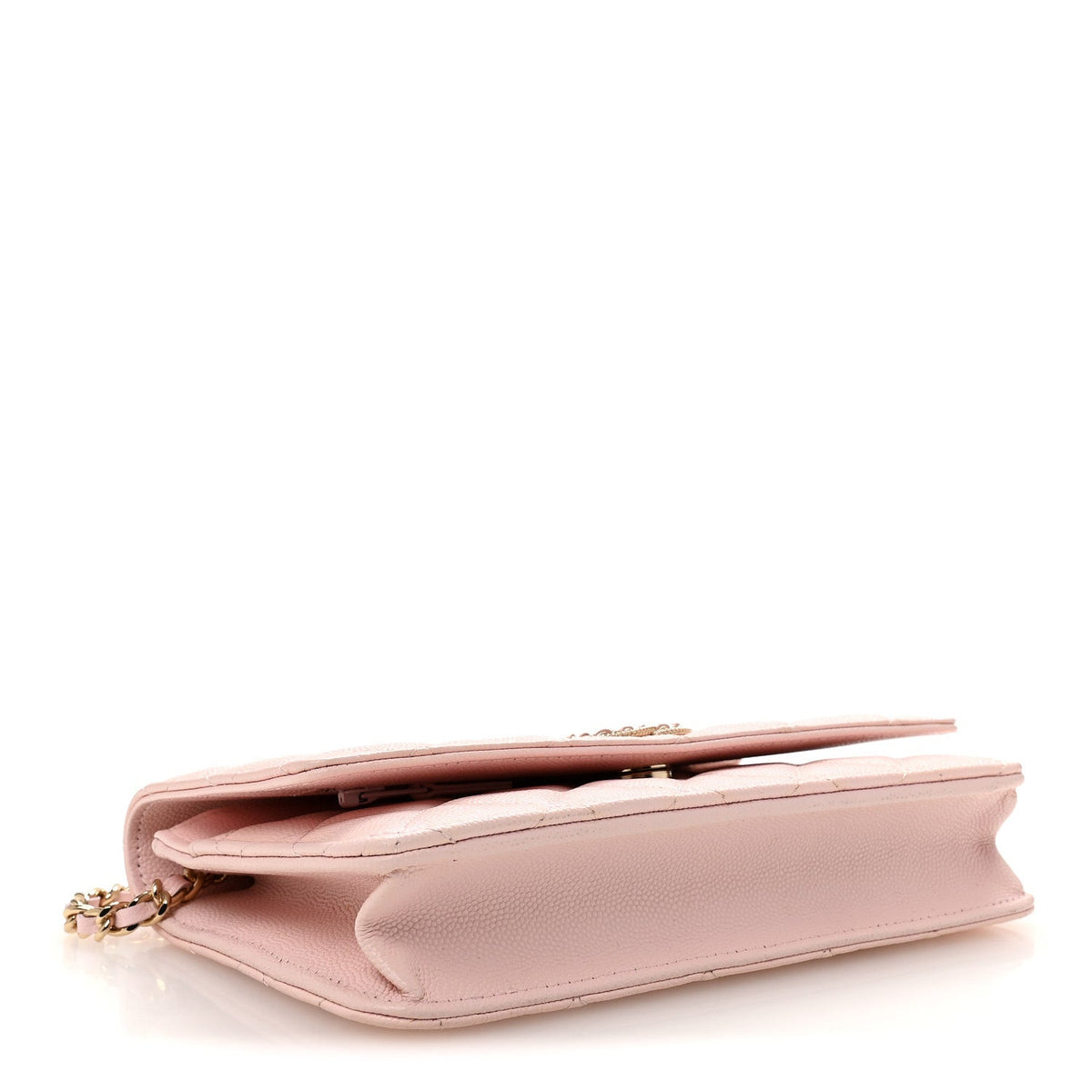 Caviar Quilted Crystal CC Wallet On Chain WOC Light Pink wholesalehk.shop