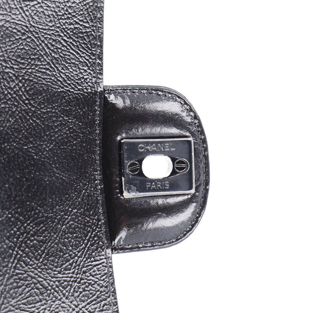 Shiny Crumpled Calfskin Quilted Medium Double Flap So Black wholesalehk.shop
