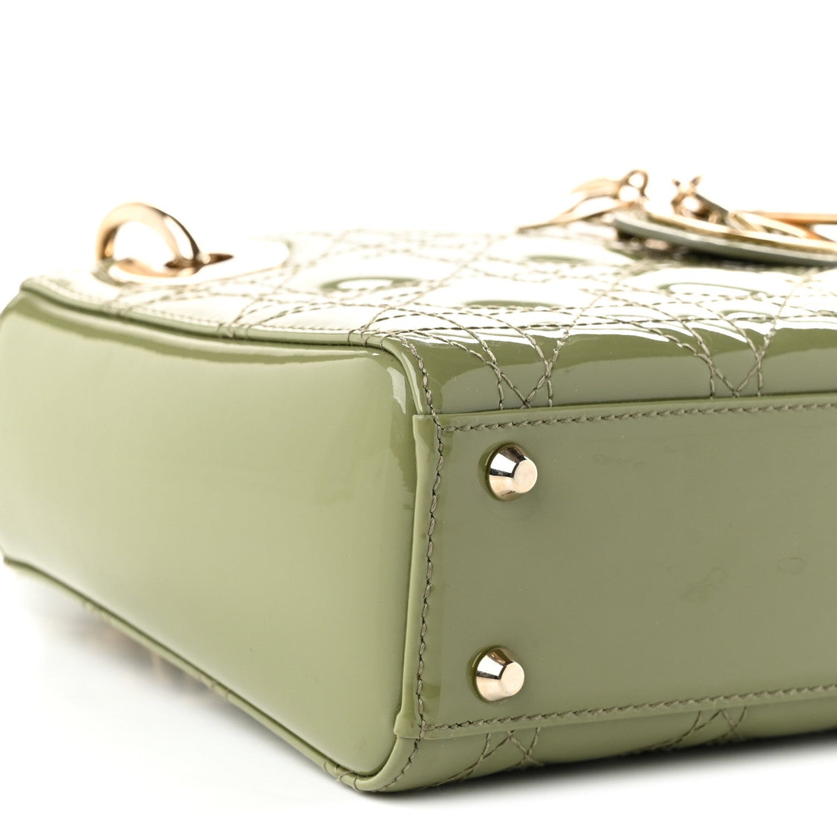 Patent Cannage Mini Lady Dior Dusty Green wholesalehk.shop