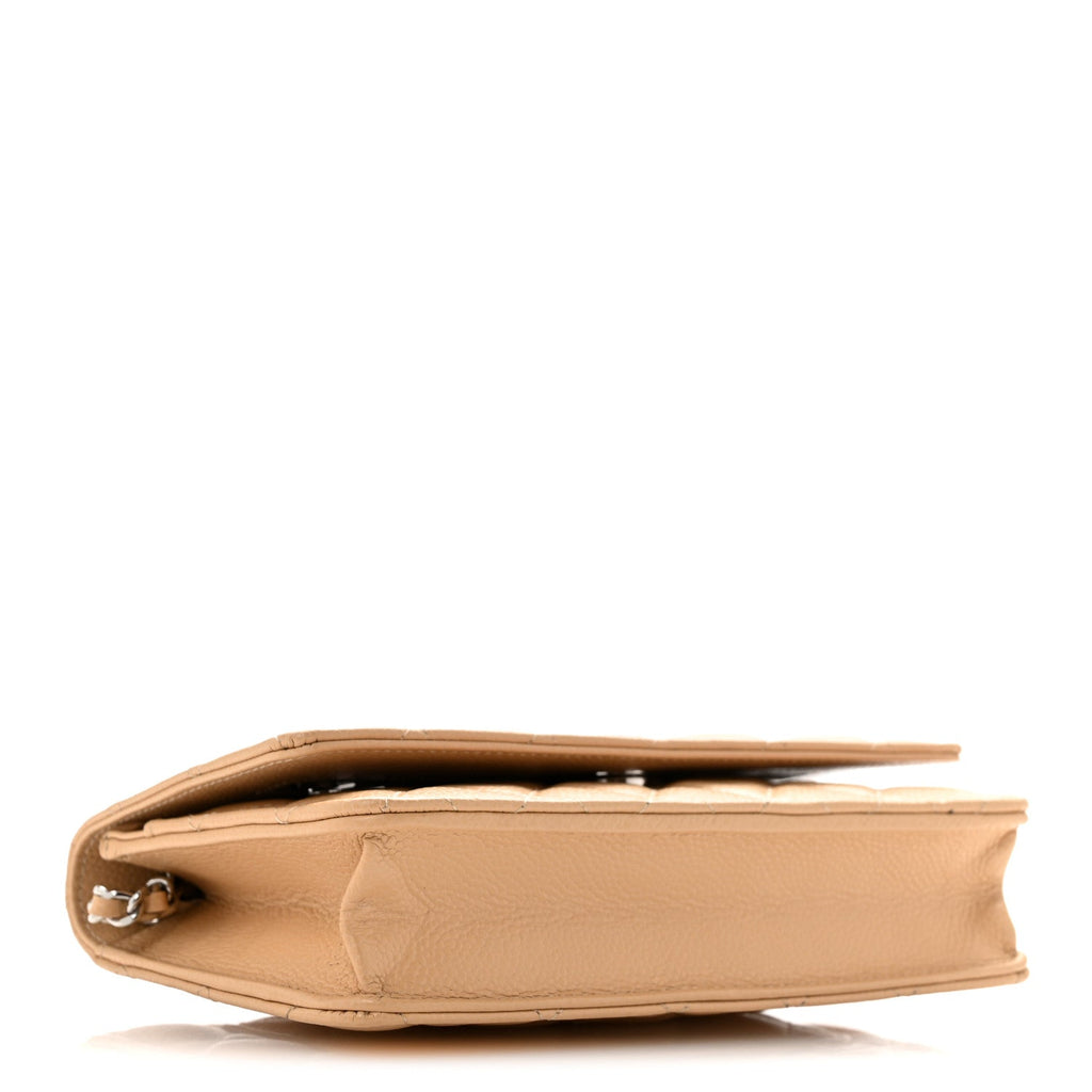 Caviar Quilted Wallet on Chain WOC Beige wholesalehk.shop